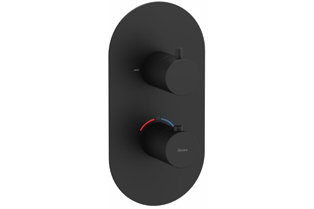 Baterie Ravak Espirit ES 063.00 podomítková, termostatická 2-cestná, bez tělesa, černá mat, X070286