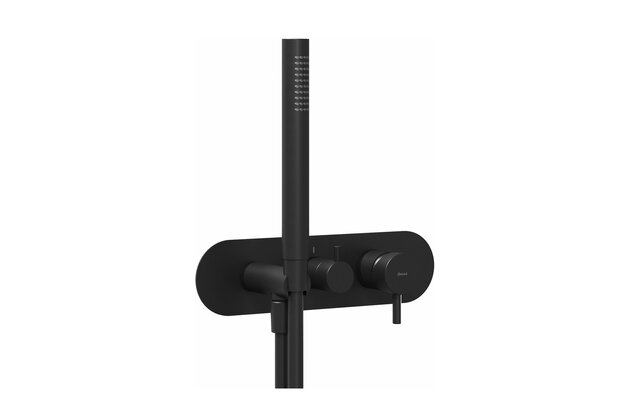Baterie Ravak Espirit ES 068.00 RB D podomítková 3-cestná, bez tělesa, se sprchovým setem, černá mat, X070282
