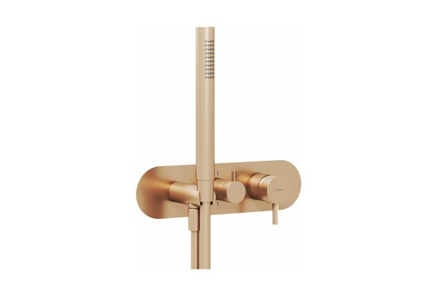Baterie Ravak Espirit ES 065.00 RB D podomítková 2-cestná, bez tělesa, se sprchovým setem, růžové zlato, X070361