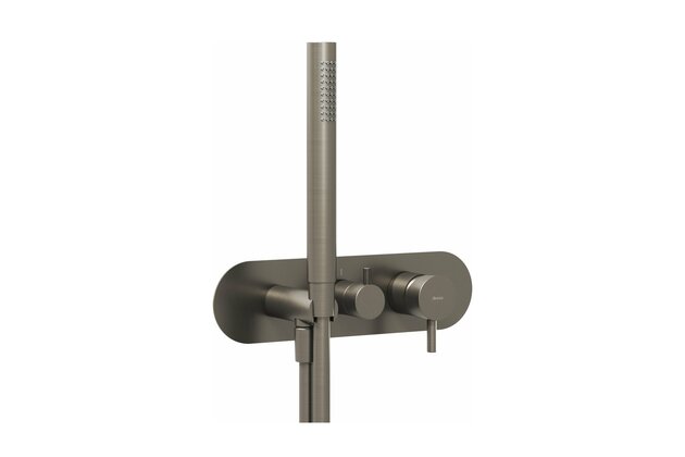 Baterie Ravak Espirit ES 068.00 RB D podomítková 3-cestná, bez tělesa, se sprchovým setem, grafit, X070319