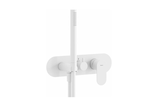 Baterie Ravak Eleganta EL 068.00 RB D podomítková 3-cestná, bez tělesa, se sprchovým setem, bílá mat, X070259