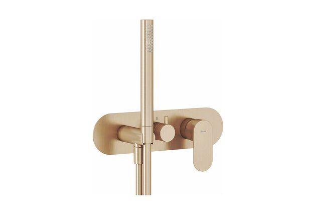 Baterie Ravak Eleganta EL 068.00 RB D podomítková 3-cestná, bez tělesa, se sprchovým setem, růžové zlato, X070370