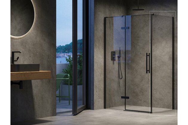 Sprchová stěna Ravak Cool! COPS 100, černá/transparent, X9VVA0300Z1