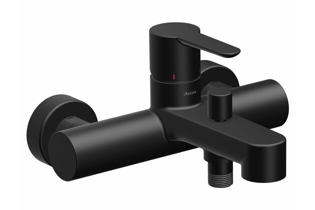 Baterie Ravak Puri vanová nástěnná s přepínačem bez sprchovího setu, černá, X070192