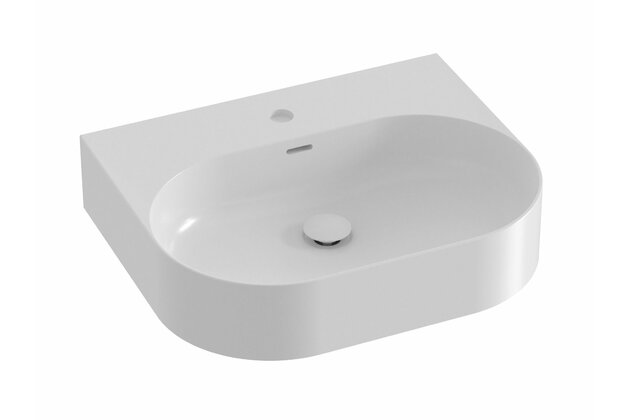 Umyvadlo Ravak Ceramic Slim Wall O 55 na desku tenkostěnné, s otvorem pro baterii, s přepadem, bílá, XJX01155004