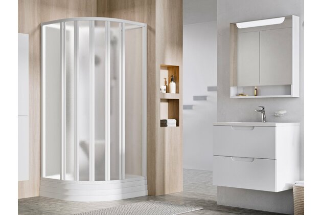 Sprchový box Ravak Supernova ASBKP6 90x90 šestidílný čtvrtkruhový, bílá/frape, 80677112ZG