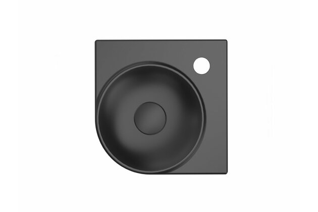 Umývátko Yard 28 C rohové tenkosteněnné na konzoli, s otvorem na baterii, bez přepadu, černá mat, XJX0D228000