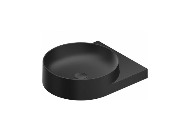 Umyvadlo Ravak Yard 40 tenkostěnné na konzoli, s otvorem pro baterii, bez přepadu, černá mat, XJX0D240002