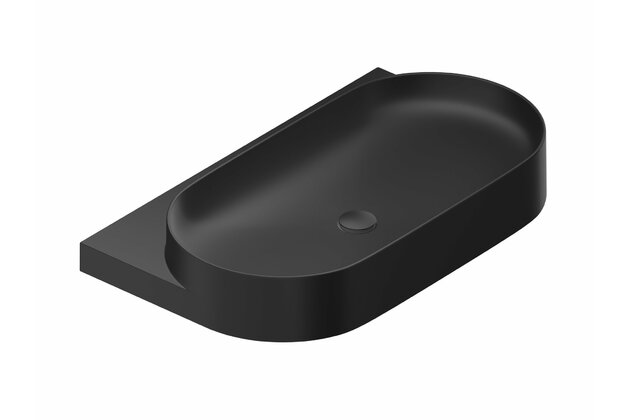 Umyvadlo Ravak Yard 80 tenkostěnné na konzoli, s otvorem pro baterii, bez přepadu, černá mat, XJX0D280002