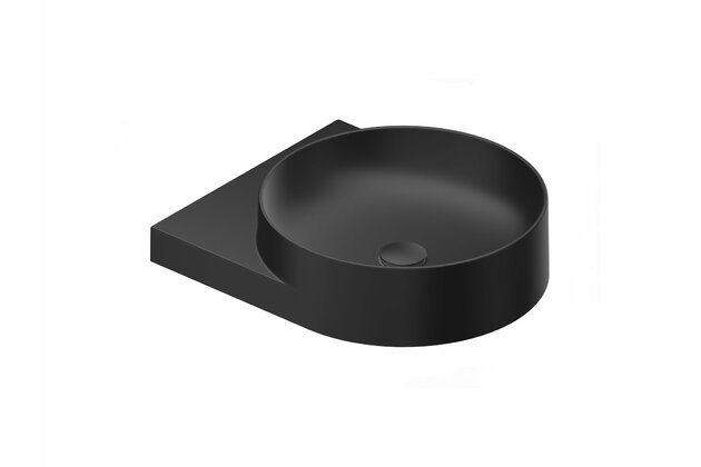 Umyvadlo Ravak Yard 40 tenkostěnné na konzoli, bez otvoru pro baterii, bez přepadu, černá mat, XJX0D040000