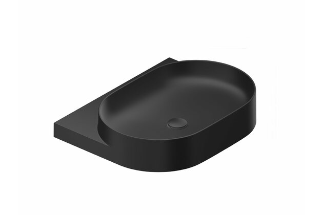 Umyvadlo Ravak Yard 60 tenkostěnné na konzoli, bez otvoru pro baterii, bez přepadu, černá mat, XJX0D060000