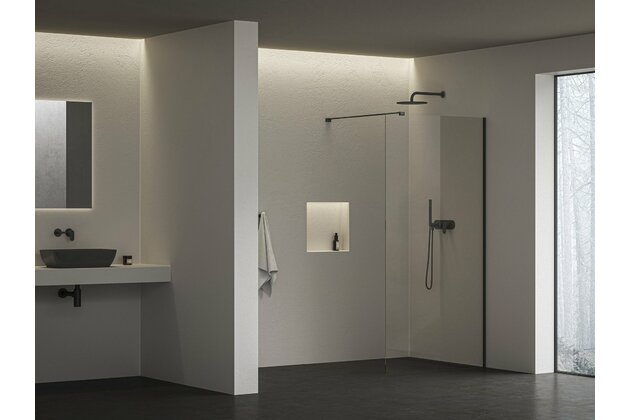 Sprchový kout Ravak Walk-In Air Wall Set 100, černá/transparent, GW9WA0300Z1C