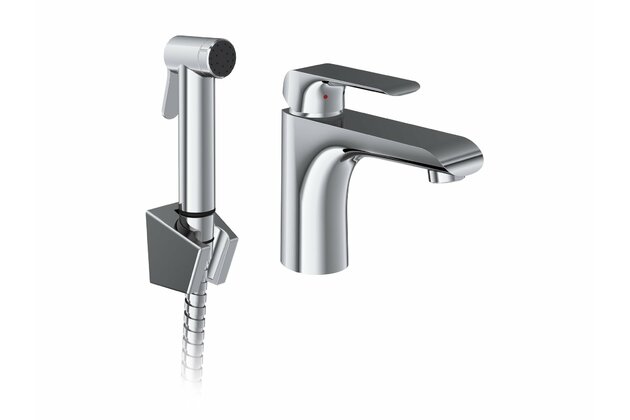 Baterie Ravak Flat umyvadlová, stojánková 150 mm s bidetovou sprškou, chrom, X070438