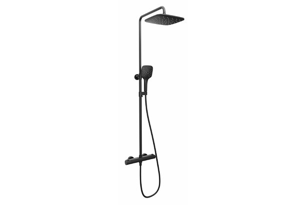 Sprchová souprava Ravak Flat posuvná s termostatickou baterií, se sprchovým setem, černá, X070443