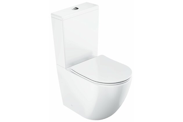 WC Ravak Optima RimOff kombi set odpad vario bilé, X01870