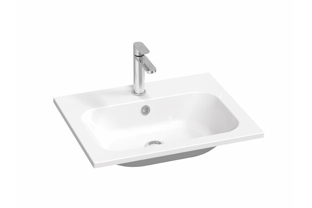 Umyvadlo Ravak Chrome Slim 60 nábytkové, s otvorem pro baterii, s přepadem, bílá, XJG01160001