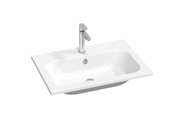 Umyvadlo Ravak Chrome Slim 70 nábytkové, s otvorem pro baterii, s přepadem, bílá, XJG01170001