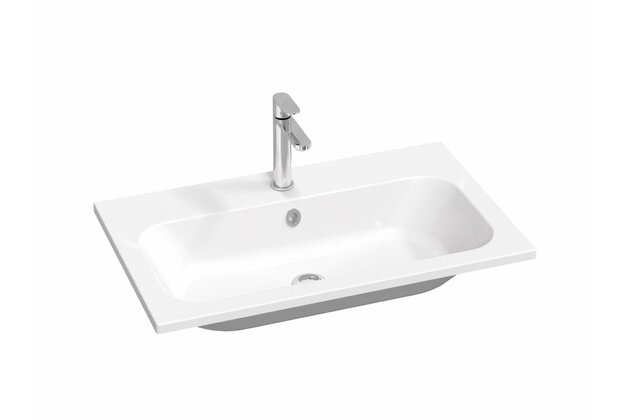 Umyvadlo Ravak Chrome Slim 80 nábytkové, s otvorem pro baterii, s přepadem, bílá, XJG01180001