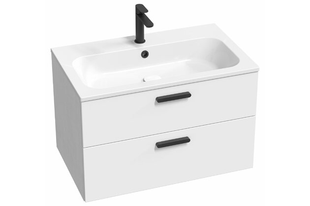 Skříňka pod umyvadlo Ravak SD Chrome II 80, bílá madla, černá, X000001746