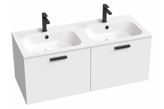 Skříňka pod dvojumyvadlo Ravak SD Chrome II 120, bílá madlo 152 mm, černá, X000001747