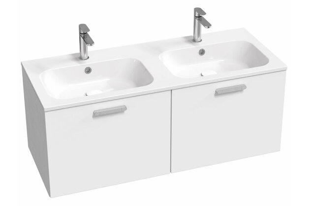 Skříňka pod dvojumyvadlo Ravak SD Chrome II 120, bílá madlo 152 mm, chrom, X000001775