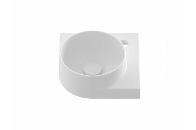 Umývátko Yard 28 C rohové tenkosteněnné na konzoli, s otvorem na baterii, bez přepadu, černá mat, XJX0E228001