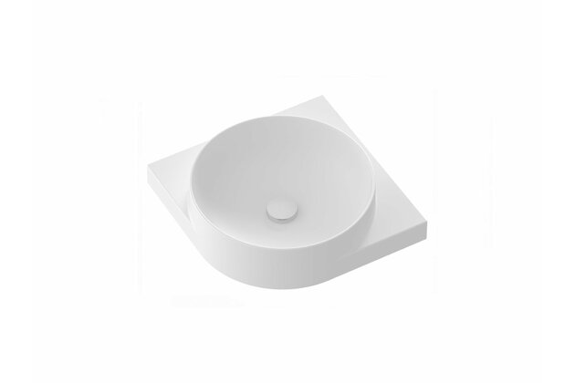 Umyvadlo Ravak Yard 45 C rohové tenkostěnné na konzoli, bez otvoru pro baterii, bez přepadu, bílá mat, XJX0E045000
