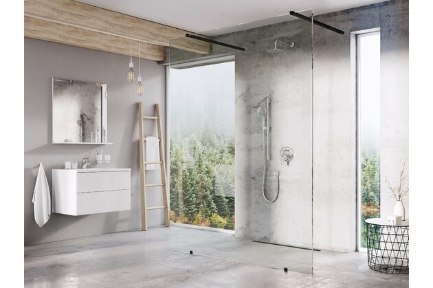 Sprchový kout Ravak Walk-In Free Set 140, černá/transparent, GW9FM030SZ1