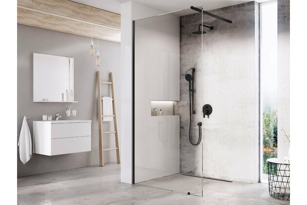 Sprchový kout Ravak Walk-In Double Wall 150-200x150 rohový, černá/transparent