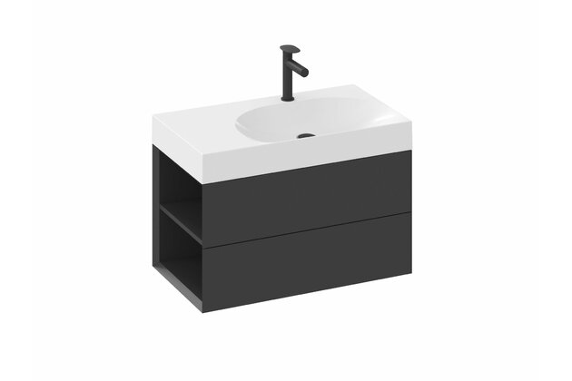Skříňka pod umyvadlo Ravak SD Lite 80, černá mat, levá, X000001874