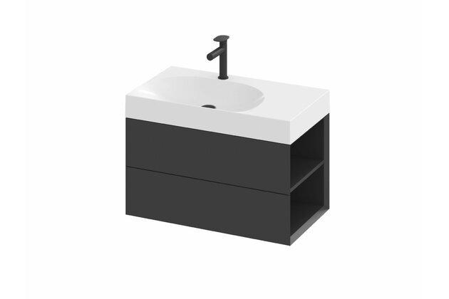 Skříňka pod umyvadlo Ravak SD Lite 80, černá mat, pravá, X000001886