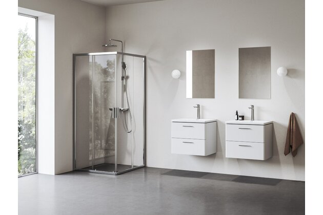 Sprchový kout Ravak Blix II NBLRV2 80 rohový čtyřdílný, chrom lesk/transparent, 1LM40C00Z1