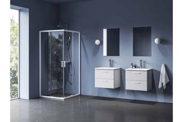 Sprchový kout Ravak Blix II NBLRV2 90 rohový čtyřdílný, bílý mat/transparent, 1LM70E00Z1