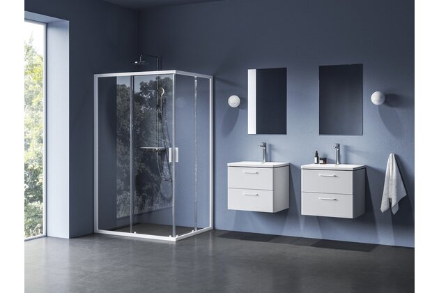 Sprchový kout Ravak Blix II NBLRV2K/NBLRV2K 80x80 rohový, bílá mat/transparent