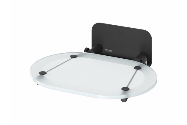 Sprchové sedátko Ravak Chrome oválné, černé/průsvitně bílé, B8F0000065