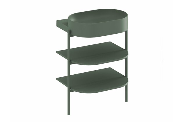 Konstrukce Ravak Yard 60 stojící kovová s policemi, k instalaci umyvadla Yard 60, s otvorem pro baterii, grey green, D800008005