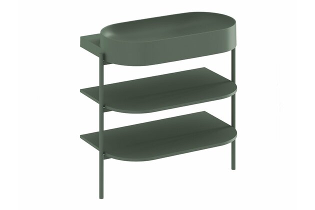 Konstrukce Ravak Yard 80 stojící kovová s policemi, k instalaci umyvadla Yard 80, s otvorem pro baterii, grey green, D800008006