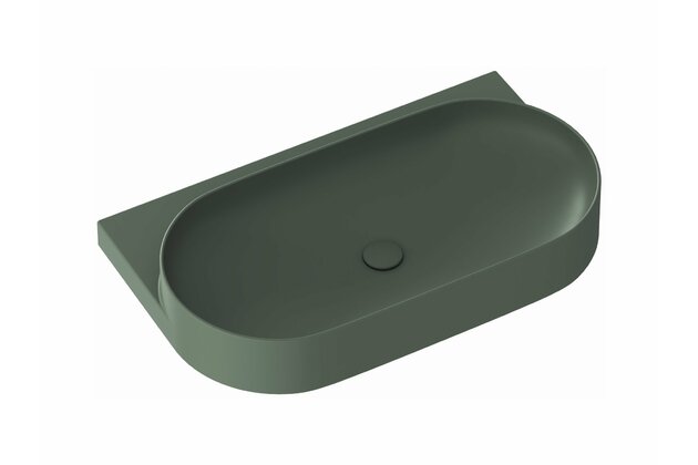 Umyvadlo Ravak Yard 80 keramické tenkostěnné, na konzoli nebo konstrukci Yard, s otvorem pro baterii, grey green, XJX08280000