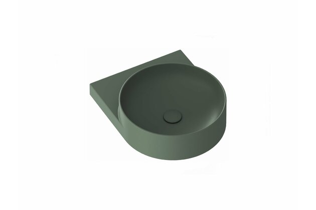 Umyvadlo Ravak Yard 40 keramické tenkostěnné, na konzoli nebo konstrukci Yard, s otvorem pro baterii, grey green, XJX08240000