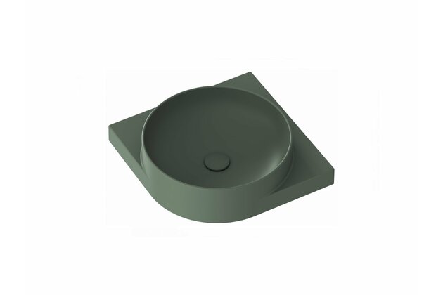 Umyvadlo Ravak Yard 45 C keramické rohové tenkostěnné, na konzoli Yard, s otvorem pro baterii, grey green, XJX08245000