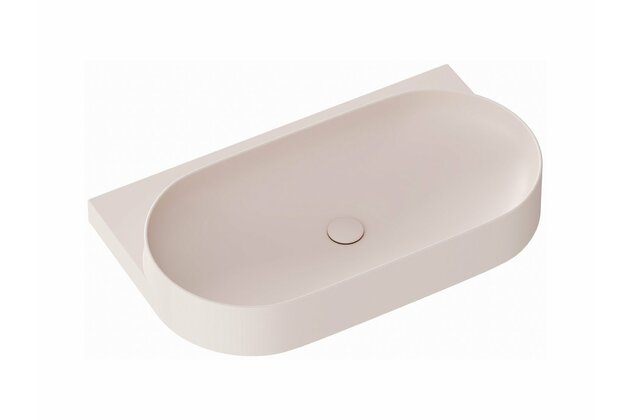 Umyvadlo Ravak Yard 80 keramické tenkostěnné, na konzoli nebo konstrukci Yard, bez otvoru, alabaster pink, XJX0G080000