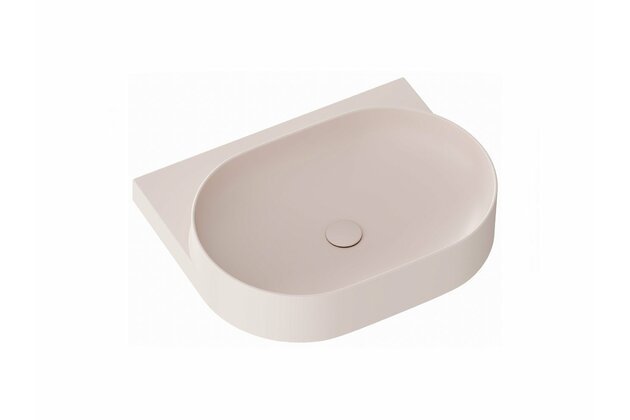 Umyvadlo Ravak Yard 60 keramické tenkostěnné, na konzoli nebo konstrukci Yard, bez otvoru, alabaster pink, XJX0G060000