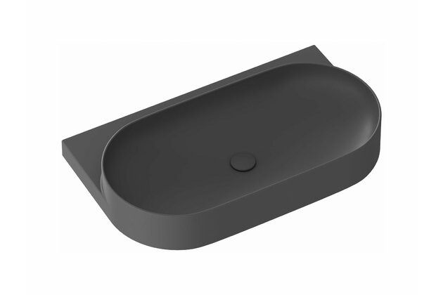 Umyvadlo Ravak Yard 80 keramické tenkostěnné, na konzoli nebo konstrukci Yard, s otvorem pro baterii, antracit, XJX03280002