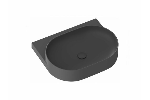 Umyvadlo Ravak Yard 60 keramické tenkostěnné, na konzoli nebo konstrukci Yard, s otvorem pro baterii, antracit, XJX03260002