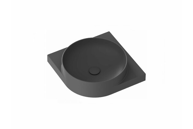 Umyvadlo Ravak Yard 45 C keramické rohové tenkostěnné, na konzoli Yard, s otvorem pro baterii, antracit, XJX03245000