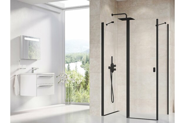 Sprchová stěna Ravak Chrome CPS 90 pevná, černá/transparent, 9QV70300Z1