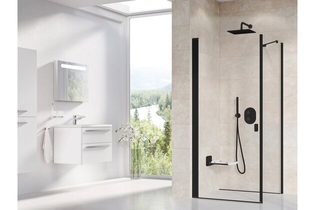 Sprchový kout Ravak Chrome CPS/CRV1 90x90 rohový, černá/transparent