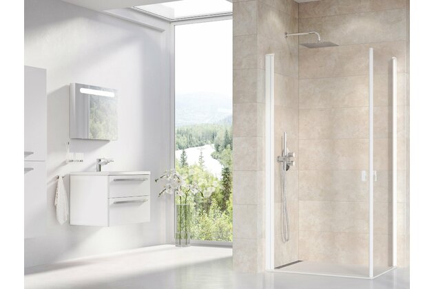 Sprchový kout Ravak Chrome CRV1 80 1/2 rohový, bílý mat/transparent, 1QV40E01Z1