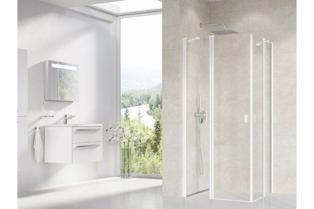 Sprchový kout Ravak Chrome CRV2 90 1/2 rohový, bílý mat/transparent, 1QV70E00Z1