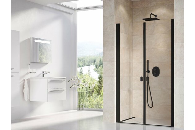 Sprchové dveře Ravak Chrome CSDL2 120 dvoudílné, černé/transparent, 0QVGC30LZ1
